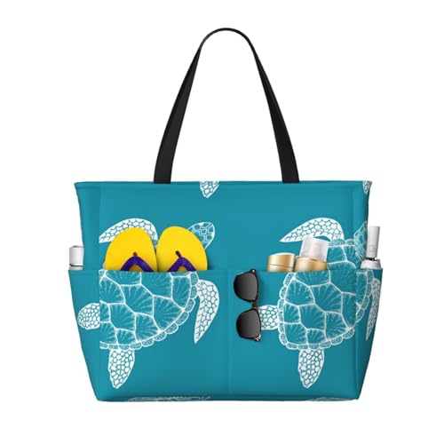 Sac de plage tortue de mer grand format pour les vacances d'été et sorties piscine en famille