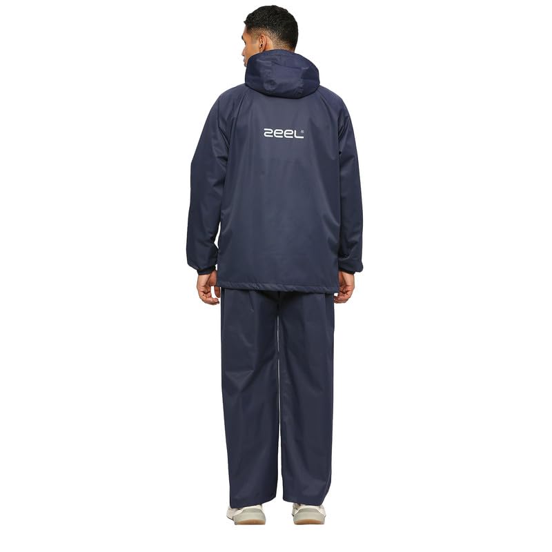 Image of ZEEL Rain Coat for Men Waterproof for Bike Riders with Adjustable Hood and Pocket,Waterproof Raincoat with Polyester Jacket,Pants,ZT103