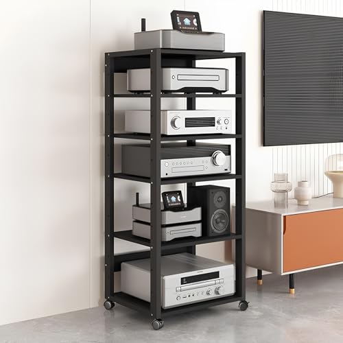 Soporte Multimedia AV De 6 Niveles, Consola De TV Esquinera Y Gabinete para Componentes Multimedia AV, Soporte Móvil para Reproductor De Audio En Torre para Hogar, Oficina Y Cine