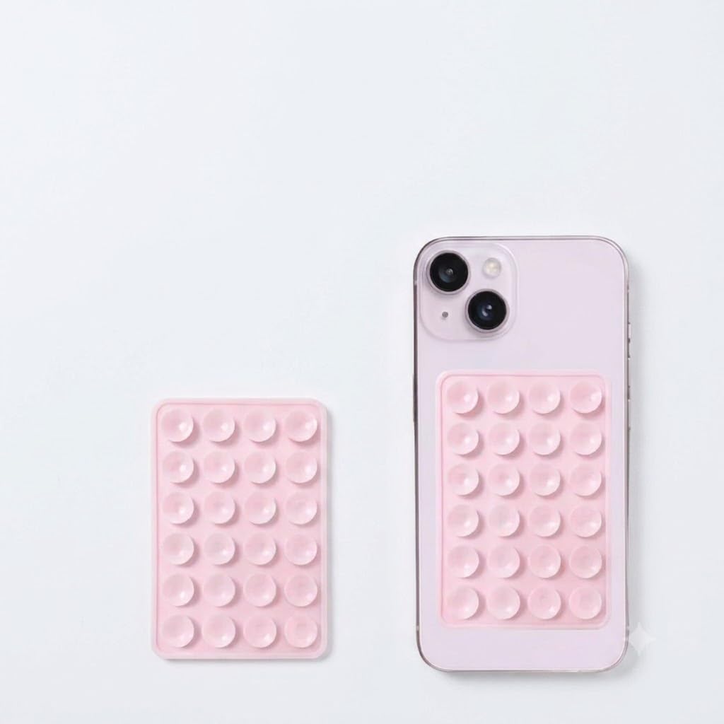Silicone Phone Sticky Grip, Suction Phone Case Mount for iPhone and Android, Hands-Free Sticky Cell Phone Grip, Mobile Fidget Mirror Holder for Selfies and Videos (Light Pink)-image-49