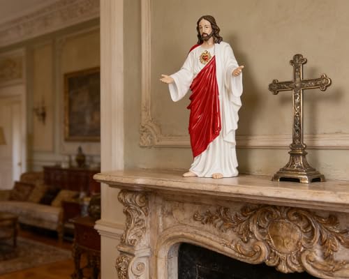 Estatua de Jesús Sagrado Corazón 10" Resina Pintada a Mano miniatura 3