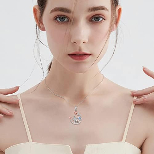 VENACOLY Fairy necklace 925 Sterling Silver Cubic Zirconia Flower Fairy Pendant Necklace Fairy Gifts for Women Girls Birthday