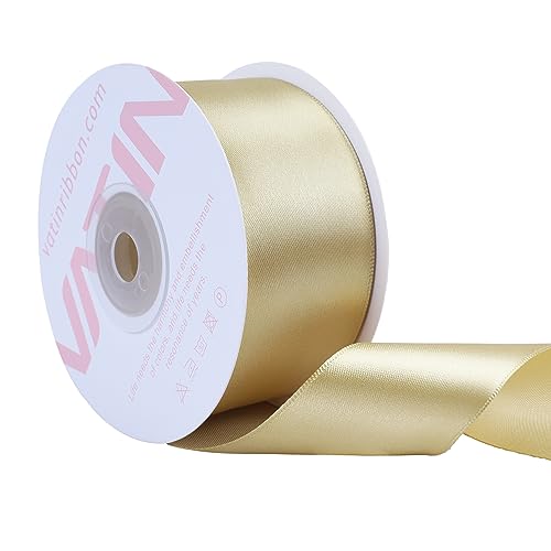 VATIN Gold Satin Ribbon Polyester 40mm X 23m(25 Yards) Craft Fabric Ribbon Perfect for Gift Wrapping,Hair Bow,Party Balloon Trimming
