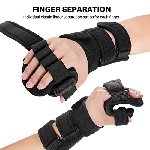 Hoomtree Stroke Resting Hand Splint Right&Left Resting Hand Splint With Finger Separator Functional Night Immobilizer Wrist Finger Brace For Carpel Tunnel Pain,Sprain Fracture,Tendonitis (Left,Black) #TOP2