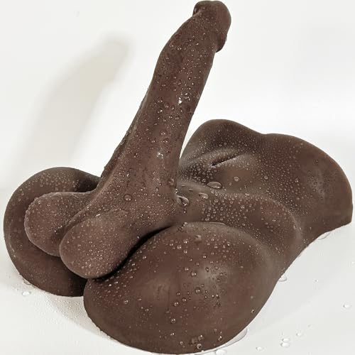 Image of Huge Thick Dildo for Adult, Dildo Sex Doll Torso for Woman Man, Masturbator Toy with Fixed Base, Soft TPE Material Uniex Adult Sex Toy, Bendable Male Dildo Adult Doll Torso - Brown Black Skin