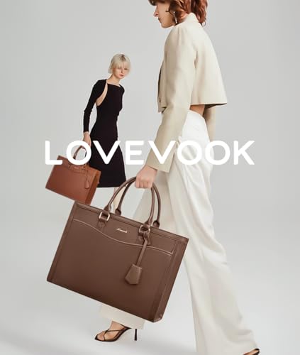 Image of LOVEVOOK Laptop Tote Bag for Women, Office Work Bag Briefcase fit for 15.6 inch Laptop, Teacher Computer Bag Handbag,Brown Coffee