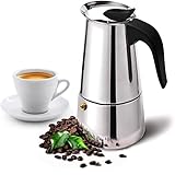 Mebix TRD Cafetera Italiana de Aluminio Moka Pot Express Stovetop 6 Tazas para...