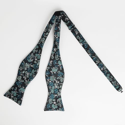 Image of Alizeal Mens 2pcs Floral Bow Tie Set | Self-tied Elegant Pocket Square Set for Wedding
