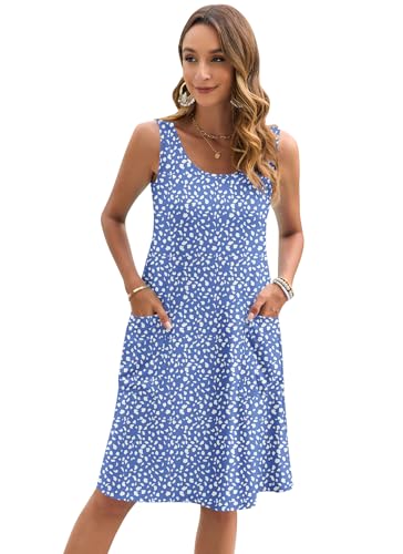 AUSELILY Summer Dresses Women UK Sleeveless Midi Women Casual Beach Dresses Light Swing Tank Dress with Pockets - Image 5