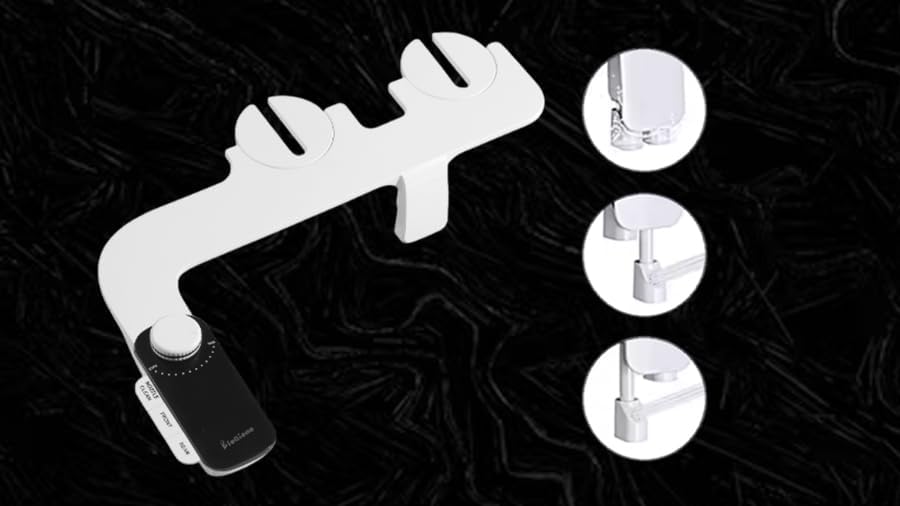 Bidet Attachment with Self-Cleaning, Dual Nozzle, Non-Electric Bidet Attachment for Toilet Seat, Adjustable Water Pressure, Rear and Feminine Wash (White). BG5100-CBS