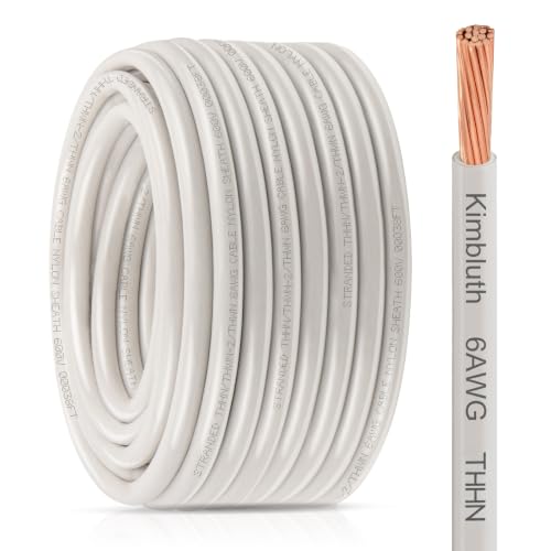 THHN Wire 6 Gauge 100 FT Stranded Copper Wire, White