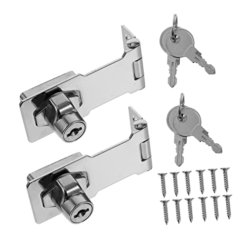 LIFKICH Keyed Locking Hasp for Doors Stainless Steel 2pcs Door Locks Hasps No Key Needed Quick Install Security for Home