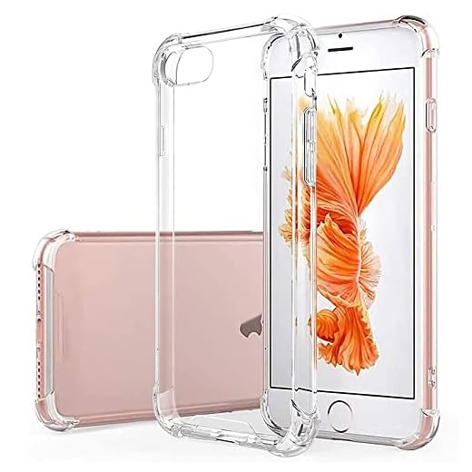 Hually Fodral för iPhone 7, iPhone 8-fodral, iPhone SE 2022 fodral, iPhone SE 2020 skal, kristallklart stötabsorberande skyddande fodral, transparent TPU anti-repor fodral för iPhone 7/8/SE 2:a och 3:e 4,7 tum