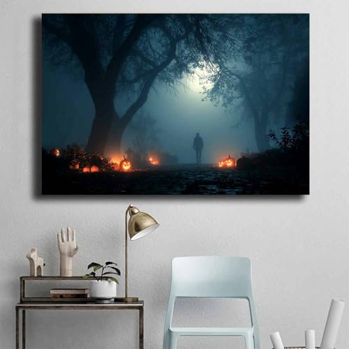 Art mural d'Halloween CUDAOO bleu brume tableau de qualité supérieure