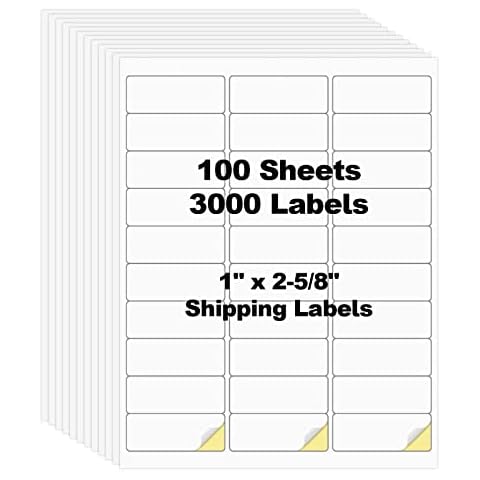 3000 Labels 30-up 1" x2-5/8 Shipping Address Barcode Labels for Laser & Inkjet Printers, Risepekt 100 Sheets 30 Up Labels 1x2.625 on US Letter, 30 per Sheet Return Address Labels, 30 per Page Labels Cover