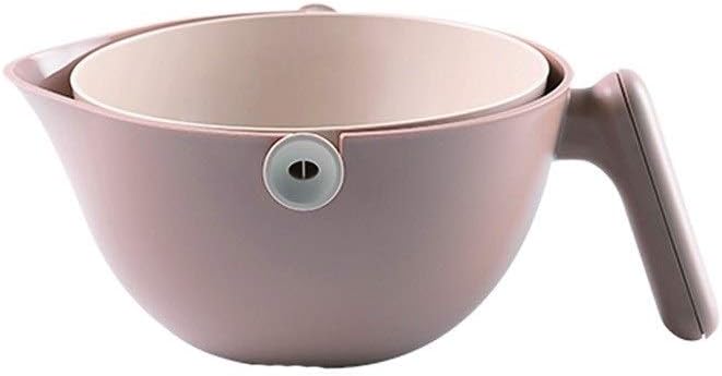2-in-1 Kitchen Strainer Colander Plastic Detachable Strainers Space-Saver for Fruits Vegetable Cleaning Washing Mixing(Pink)