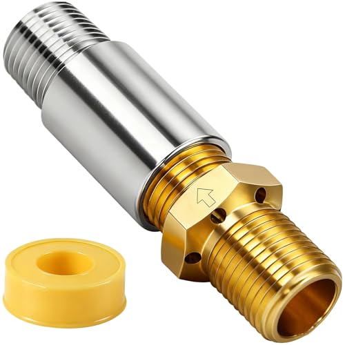 MCAMPAS Válvula mezcladora de aire de 150,000 BTU para quemadores de hoguera, latón resistente y boquilla de gas de acero inoxidable 304, compatible con gas natural/propano/GLP, ajuste NPT hembra a