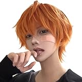 UncleHu ウィッグ メンズ 男装 ウィッグ ショート 短髪 フルウィッグ かつら イケメン ハンサム コスプレ 普段使い 自然 小顔 人気 耐熱 男女兼用 wig ファッション ネット/櫛付き (オレンジ)