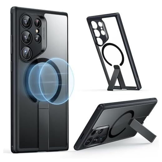 ESR for Samsung Galaxy S24 Ultra Case with Kickstand, Compatible with MagSafe, Magnetic Case for Samsung Galaxy S24 Ultra, 3 Stand Modes, Military-Grade Protection, Shockproof Case, Clear Black
