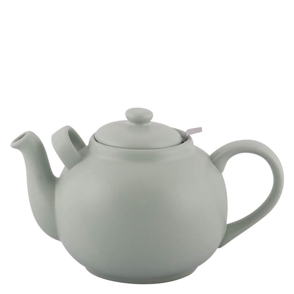 PLINT Simple & Stylish Ceramic Teapot, Globe Teapot with Stainless Steel Strainer, Ceramic Teapot for up to 10 Cups, 2500ml Ceramic Teapot, Flowering Tea Pot, TeaPot for Blooming Tea, Leaf Color