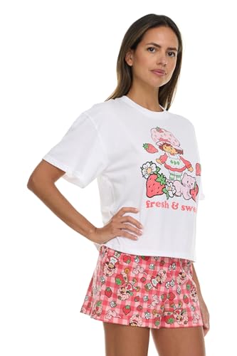 Strawberry Shortcake Womens Pajama Shorts Set - 2 Piece Bratz Pajama Shorts for Women and Sleep Shirt Set (S-XL)3