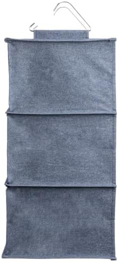 Denim Cotton Blend Hanging Closet Organizer with 3 Shelves