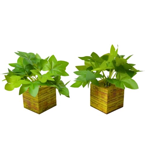 Image of DecoreBugs Artificial Real Touch Flower Plant with Pot (Pack of 2), 16 cm Height, Decorative Faux Floral Plant for Home, Office, Living Room, Bedroom, Table & Shelf Decor