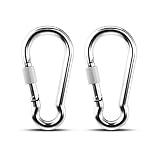 KINLINK 2 Pack Screw Locking Carabiner - 5.50 inch Heavy Duty Carabiner Clips, 304 Stainless Steel Large Caribiner for Camping, Swing, Hammock, Hiking,Weight Lifting Machine, Home Gym Equipment