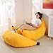IEVENW Banana Bean Bag Chair with Ottoman, Floor Sofa Bed with Footrest, Comfy Convertible Lounger for Adults, Plush Couch for Bedroom, Living Room or Dorm, L-Yellow