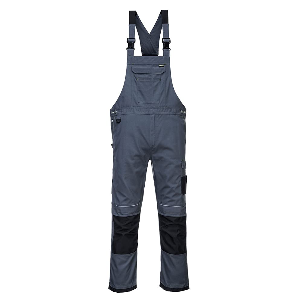 PortwestPW3 Work Bib and Brace, Size: L, Colour: Zoom Grey/Black, PW346ZBRL