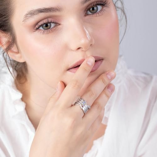 callie Personalized Mom Birthstones Ring, Custom Engraved Names Sterling Silver Size 5-12 Grandma Family Rings, Customized Anniversary Promise Rings Birthday Jewelry Gifts,Ribbon Knot Style3