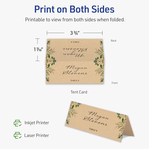 Avery Printable Rectangle Place Cards, Sure Feed Technology, 1-7/16" x 3.75", Kraft Brown Cardstock, Print-to-the-Edge, Laser/Inkjet, 150 Total, Great for Place Settings, Seating Cards, and More by Avery - Image 6