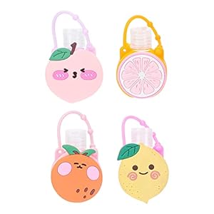 FOMIYES 4 Stks Kids Lege Hand San- itizer Houder Sleutelhanger Carrier Cartoon Travel Size Fles met Siliconen Case…
