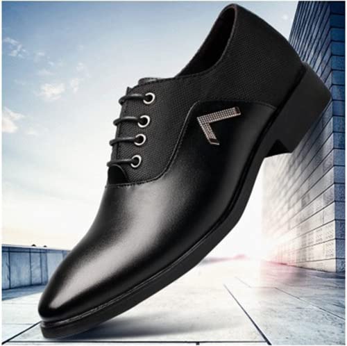 BORAMAX Men's Casual Dress Shoes Spring Summer Lace-Up Formal Shoes Low-Top Pointed Toe Footwear Gentleman Oxford Shoes Black3