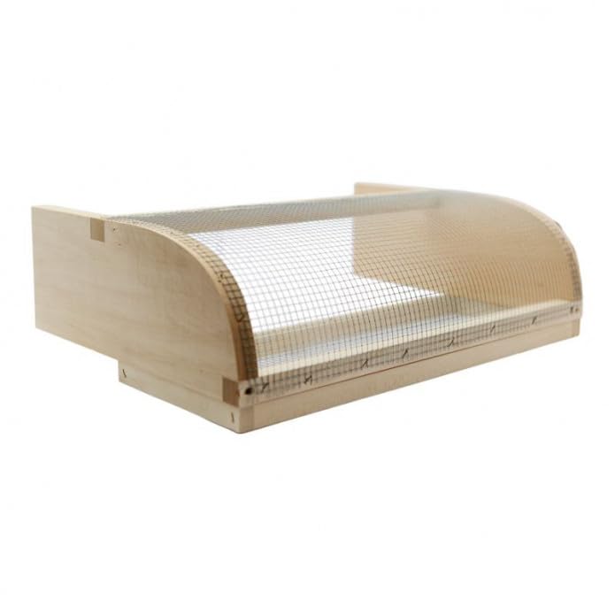 Muselière en bois anti-frelon asiatique pour ruche 10 cadres, 430 mm, grillage galva 6 x 6 mm