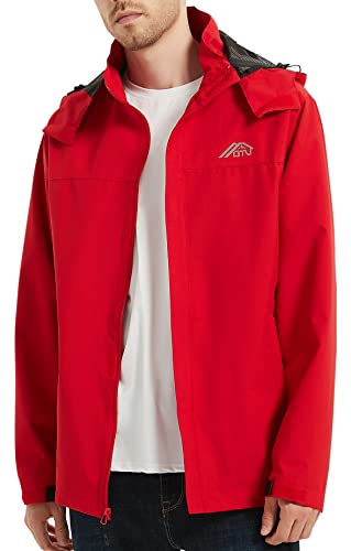 Image of OTU Men's Lightweight Waterproof Hooded Rain Jacket Outdoor Raincoat Shell Jacket for Hiking Travel