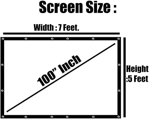 Image of 100 inch Projector Screen,4K 4:3 Portable Eyelet Premium Video Foldable Projection for HD Home Theater Cinema Anti-Crease Indoor Outdoor Office Classroom (203 cm (W) x 152 cm (H))