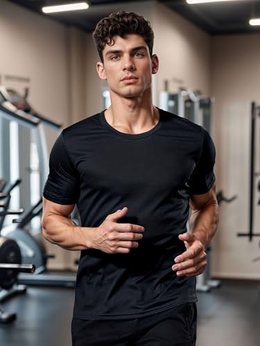 4pcs Quick Dry Men's Ultra Thin Short Sleeve Round Neck Comfy T-Shirt for Gym Fitness Training, Spring and Summer2