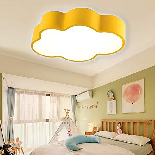 Preisvergleich Produktbild RUNNUP Kinder Schlafzimmerlampe Modern Kreative Wolken Design Deckenleuchte Kinderlampe Bunt Deckenlampe Ultraslim für Wohnzimmer Zuhause Kinderzimmer(Farbe: Weiß Licht, Größe : 19.5 inch) Gelb