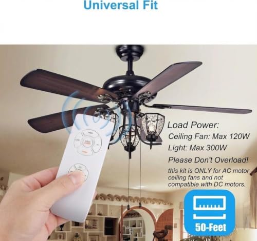 Image of Shockley Fan Universal Ceiling Remote Control Kit, 3-in-1 Ceiling Fan Light Timing & Speed Remote, for Ceiling Fan lamp (1)