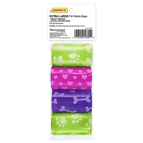Image of Ruffin' It Extra Large Pet Waste Bags 8 Rolls | bike-baskets