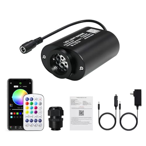 Image of AKEPO Mini Size 6W Twinkle Fiber Optic Light Engine Only, RGBW Bluetooth APP Control + Music Sync + 28-Key Remote Control for Car Home Star Headliner