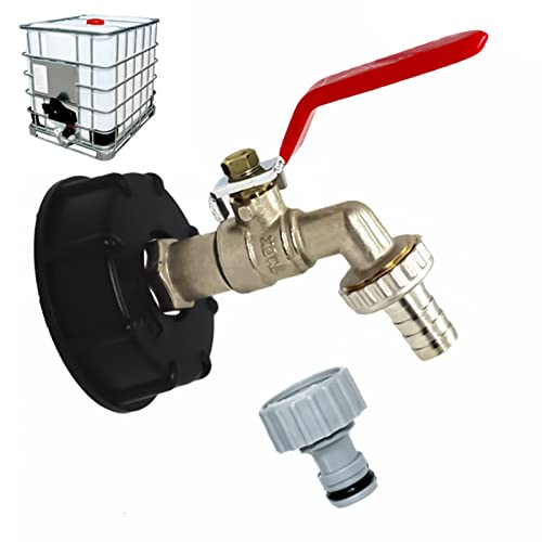 Robinet Cuve 1000L S60X6 IBC Raccord Robinet avec raccord de tuyau 1/2', adaptateur de réservoir de vidange, pour robinet de jardin, pour d'adaptateur de cuve (1 pièce)