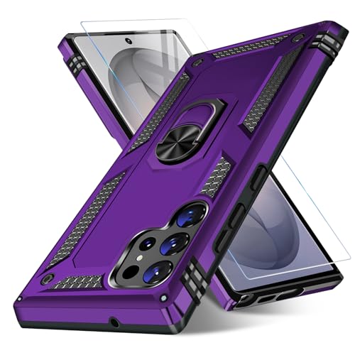 Image of for Samsung Galaxy S26 Ultra Case with Screen Protector, Heavy Duty Military Grade Shockproof Rugged Protective Cover for Samsung S26 Ultra Phone Case with Metal Ring Magnetic Kickstand (Purple)
