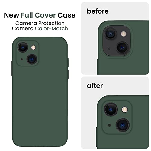 Image of FireNova Designed for iPhone 13 Case, Silicone Upgraded [Camera Protection] Phone Case, Soft Anti-Scratch Microfiber Lining Inside, 6.1 inch, Alpine Green