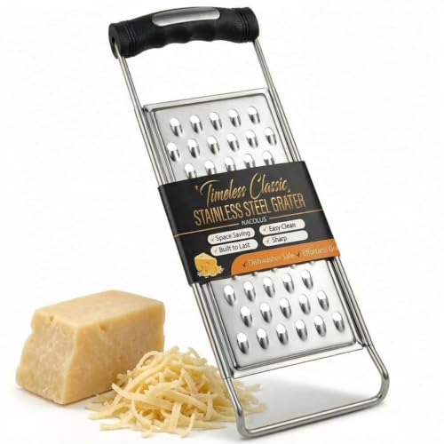 NACOLUS Classic Stainless Steel Cheese Grater with Handle, Coarse Shredder