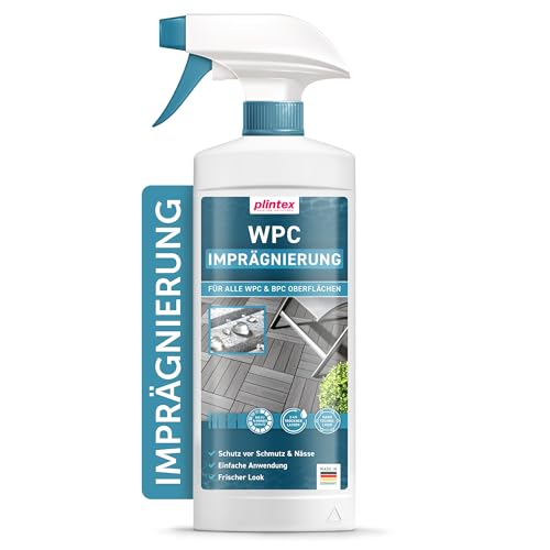 PLINTEX WPC Imprägnierung Spray farblos 550ml langanhaltend & wasserabweisend - WPC/BPC Pflege für Fliesen Zaun & Dielen - Pflegemittel gegen Wasser Schmutz & Grünbelag I Made in Germany