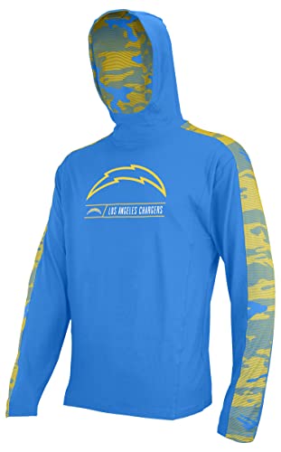 Zubaz NFL Men's Solid Team Color Elevated Lightweight Hoodie With Camo Accents, Los Angeles Chargers, Large