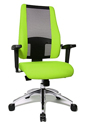 Preisvergleich Produktbild Topstar Air Syncro Bürostuhl, Schreibtischstuhl, Drehstuhl, Netzrückenlehne, inkl. höhenverstellbare Armlehnen, Stoffbezug, schwarz / grün