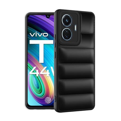 Image of Plus Puffer Case Camera Protection Soft Back Cover for iQOO Z6 44W / Vivo T1 44W - Black